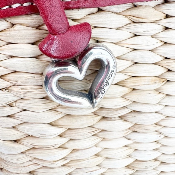 Brighton Braided Woven Wicker Straw and Heart Red Rattan - Picture 5 of 6